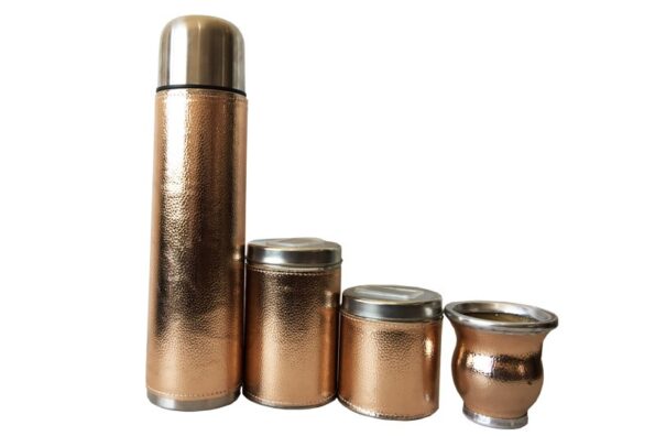 Set de mate eco cuero simil cobre